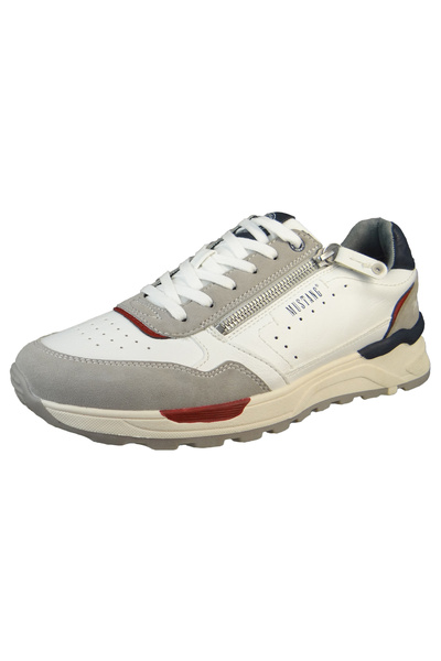 Mustang Herren Low Sneaker Low Top 4186307 Weiß 219 hellgrau/weiss Textil/Synthetik