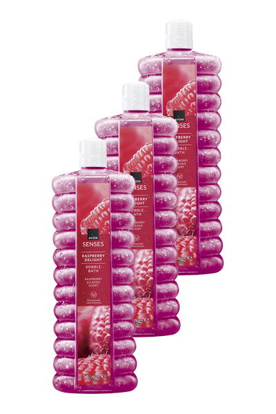 AVON Senses Raspberry Delight Ahududu ve Frenk Üzümü Kokulu Banyo Köpüğü 1 Lt. Üçlü Set