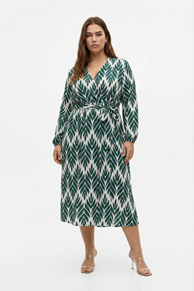 Elisho فستان من قماش بوروميك مزخرف بحزام يربط عند الخصر