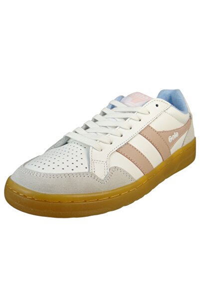 Gola Damen Low Sneaker Eagle '86 Low Top CLB572 Weiß WK White/Rose/Air/Gum Leder