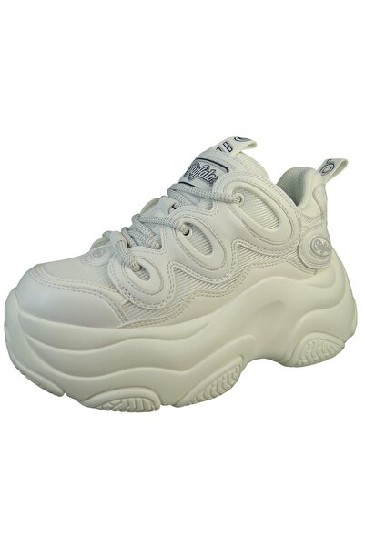 Buffalo Damen Low Sneaker Low Top 1636185 Weiß White Lederimitat/ Textil