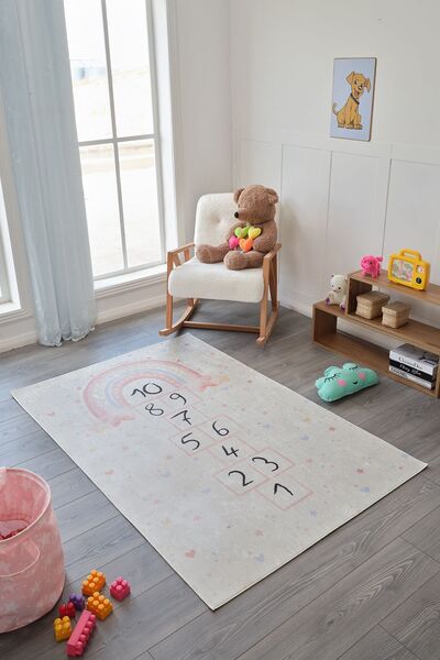 Kaşmir Halı Sare By Seksek Bej Bebek Çocuk Genç Odası Halısı