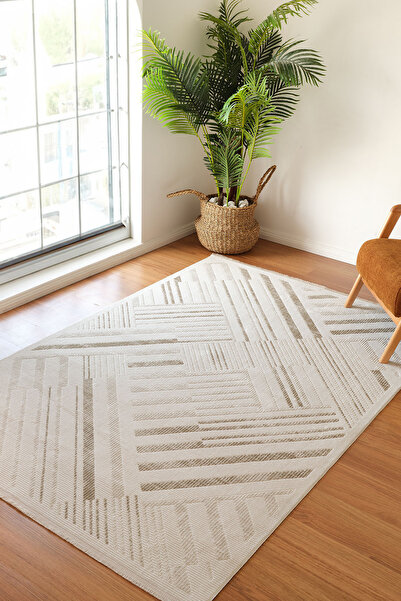 Kaşmir Halı 7/24 Elegante Lumina Bej Salon Mutfak Halısı Yolluk