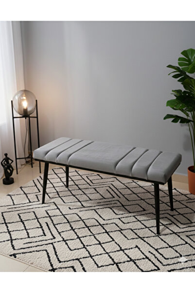 ÖZCAN METAL Siyah Metal Ayaklı Metal Kasalı Bench Mutfak Salon Antre Yatak Od...
