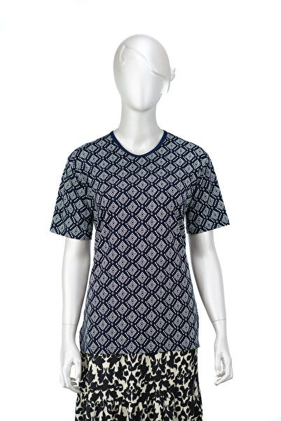 Oppland Women's Mother Bluzturlu Viscose Combed Cotton Fabric Ivy Patterned S...