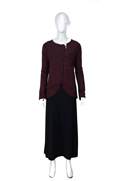 Oppland Kadın Takım Görünümlü Sandy Kumaş Anne Abiye Elbise Şık Pullu ve Broş...