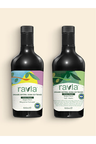 Ravla 2'li Ürün- Keskin Organik Zeytinyağı – İçimlik 500 ml/ Meyvemsi Organik Zeytinyağı – İçimlik 500 ml