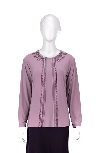 Oppland Bluză pentru mamă din țesătură nisipoasă pentru femei, cu perle, cu m...