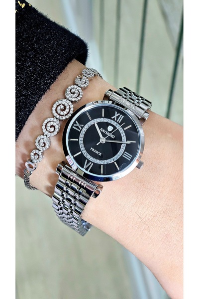 Raymond Rym-213055 Quartz Women's Watch - 2 Years Warranty Silver-Black
