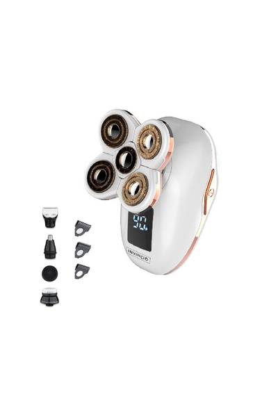INVINCIO Aparat Ras Invincio, Multifunctional 5 in 1 pentru fata cap si corp, functie utilizare sub dus, wate