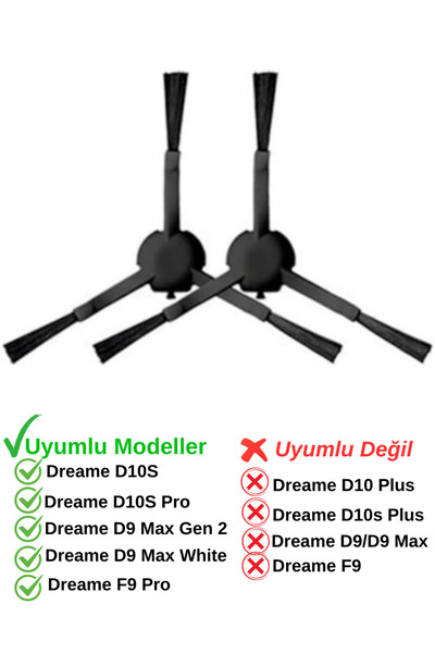 RotRever Set de piese de schimb pentru perie laterală neagră compatibilă Drea...