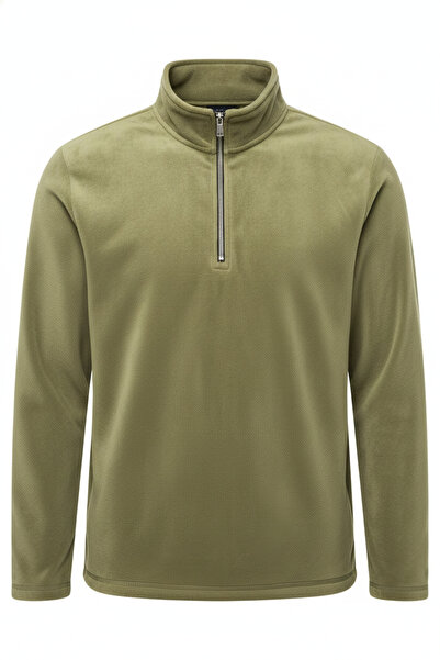 VEGA PORT سويت شيرت أخضر من الصوف نصف سحاب معدني مقاس قياسي مقاس عادي