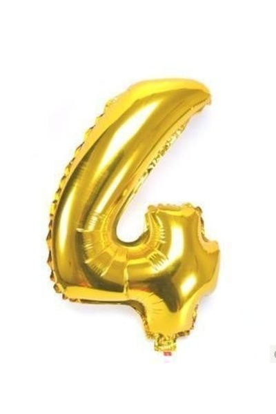 MAXEE STORE Balon aniversar Maxee, cifra 4, auriu, 40 cm
