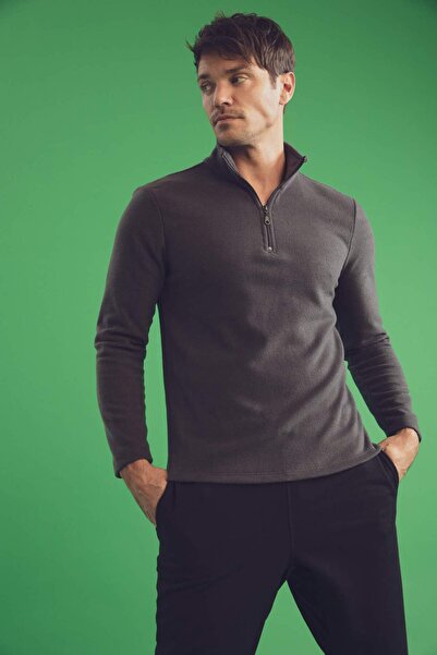 DeFacto Regular Fit Zippered Mock Neck Half-Zip Fleece Sweatshirt Y3996Az22Au