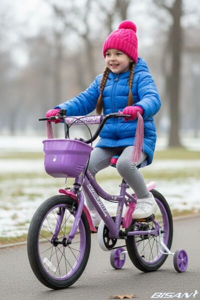 Bisan Maggie 16 Jant Çocuk Bisikleti 26 Cm Kadro V-Fren Vitessiz Lila Beyaz (...