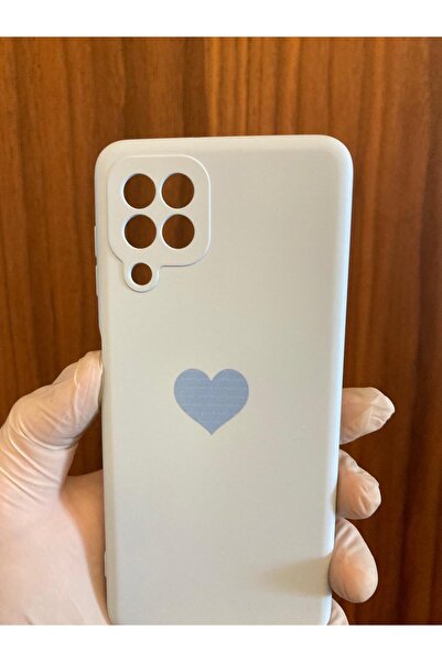 Newon Samsung Galaxy M12 Blue Heart Printed Inside Velvet Silicone Premium Ph...