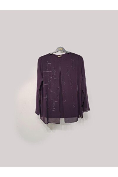 GLR&GYM NEBAHAT BÜYÜK BEDEN KADIN TESETTÜR TAŞLI KISA ŞİFON ABİYE TUNİK