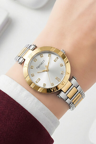 Ferrucci Kadın Kol Saati Altın-gümüş Çelik Kordon Çelik Kasa Fc.03207m.05 Sdfer107
