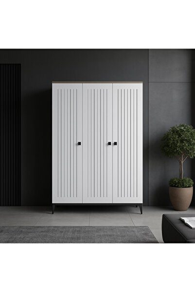 PERFER DESIGN Kare 3 Kapaklı Gardrop ( Atlntik Çam Beyaz )