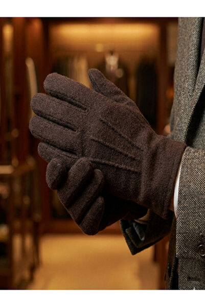 Collezione Mănuși pentru bărbați, drepte, maro, cu blană în interior