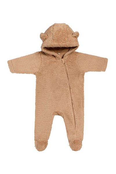Miela Kids Bear Ear Hooded Plush Jumpsuit