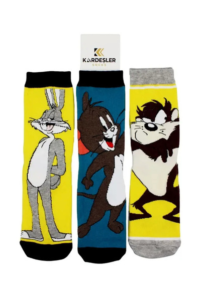 KARDEŞLER ÇORAP جوارب منقوشة ملونة للجنسين مكونة من 3 جوارب مبهجة