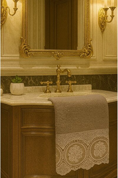 Çeyiz Bahçesi Beril Cappuccino Kadife Havlu 50&90