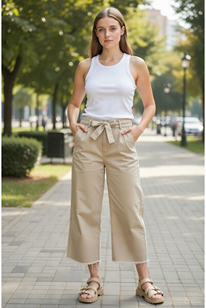 TANISA Pantaloni zilnici din Gabardina cu talie înaltă Zanosa TNS-4449