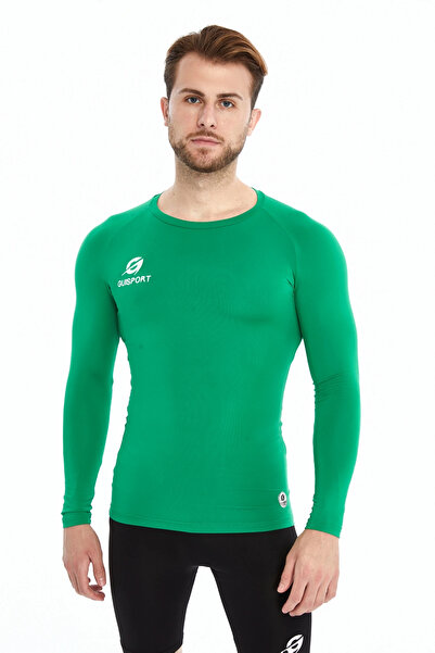 ASM SPOR Erkek Termal İçlik-Uzun Kollu,Nefes Alabilir,Yeşil Sporcu Üstü