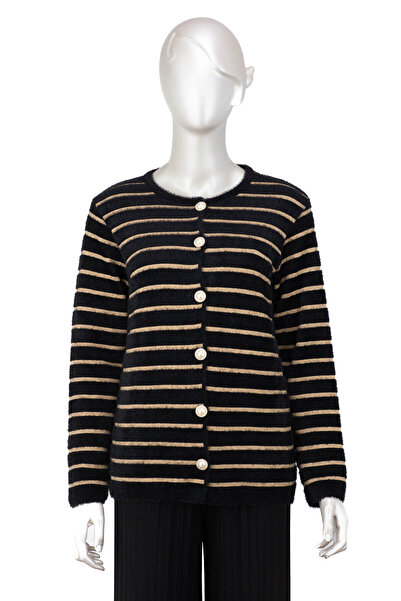 Oppland Жіночий зимовий светр з лінійним візерунком, на ґудзиках, зручний, по...