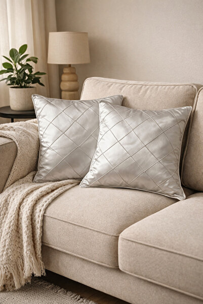 Evlen Home Collection غطاء وسادة رمي جاكار ديكور طقم من 2 45x45 سم