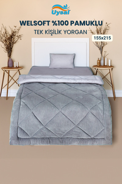 UYSAL WELSOFT AKFİL TEK KİŞİLİK YORGAN GRİ 155x215