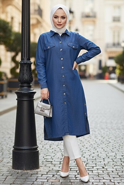 Bestenur Nesir Çift Cepli Gömlek 1439 - Koyu Mavi