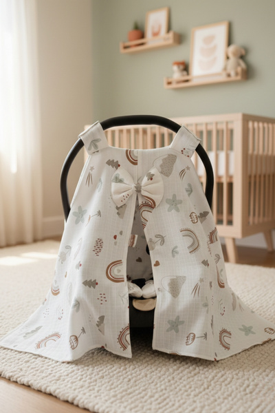 Yada Baby %100 Organik Pamuklu Kumaştan Müslin Tek Kat Minderli Puset Örtüsü ...