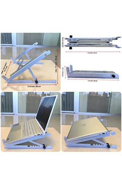 Yumer Uzay Gri, Katlanır, Çelik Laptop Standı Soğutucu Notebook Dizüstü Macbook, Tüm Ekranlarla Uyumlu