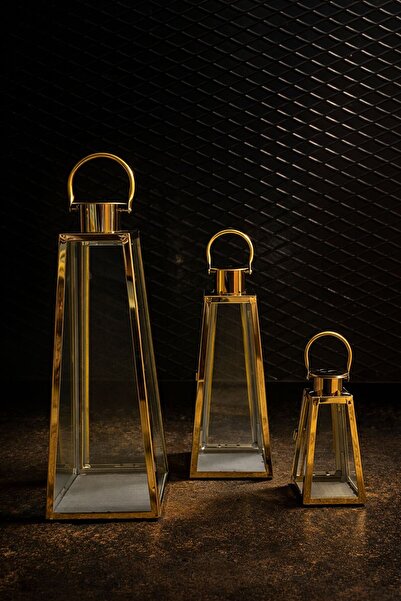 MİEN MARKA 3LÜ ÇELİK MUMLUK FENER ŞAMDAN 50*20-- 40*15--30*10 boyut