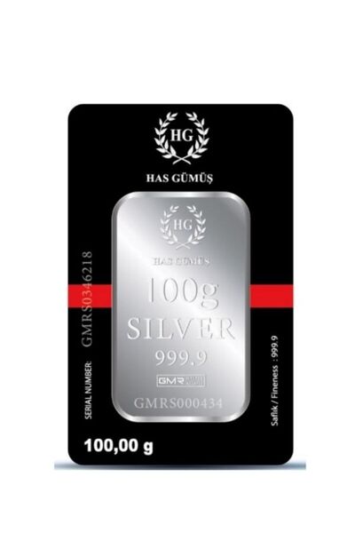 HAS GÜMÜŞ Has Gümüş 100GR (999.9) Külçe Gümüş