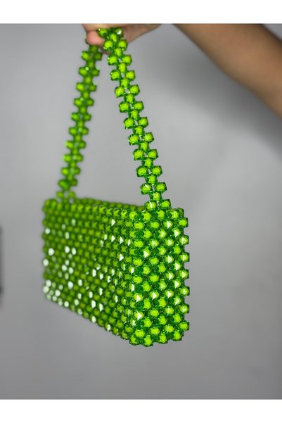 BONİTA Green Beaded Women's Handbag