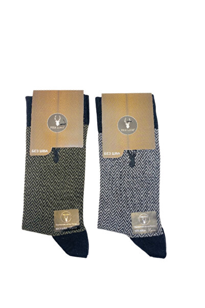 Pier Lone Set 2 șosete din bumbac pentru bărbați, gri și negru, mărimi 41-44, ambalaj cutie kraft