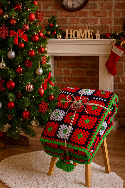 Perili Tv-Diz Yılbaşı xmas Battaniye 180X55 CM(El Örgüsüdür)