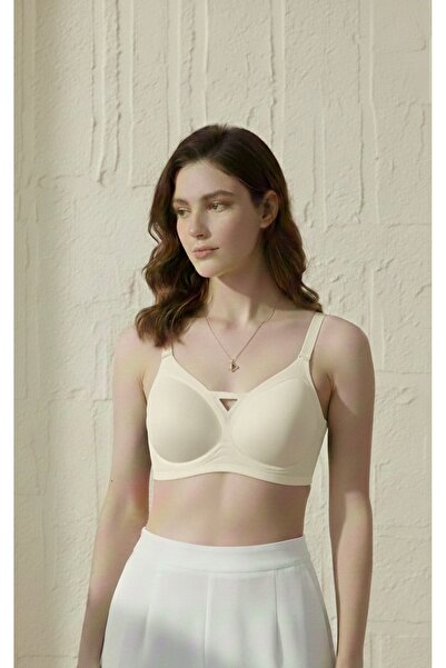 Fiable Kadın Ekru Lazer Kesim Dikişsiz Sütyen Çıkarılabilir Pedli