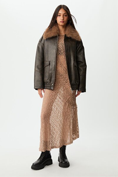 Stradivarius Oversize, Kombine Suni Deri Ceket