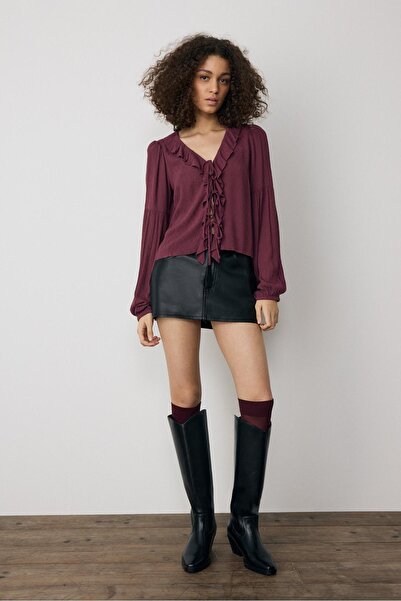 Stradivarius Fırfırlı dökümlü bluz