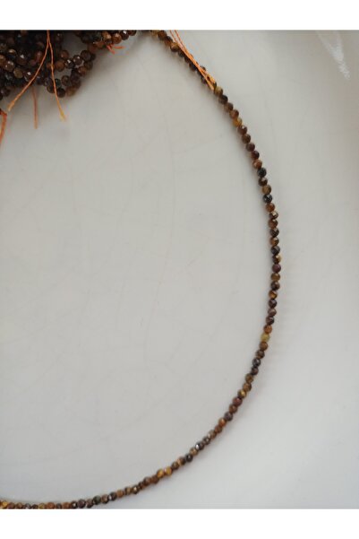 Mudita Tasarım 2 mm faset kesim gerçek doğal Kaplangözü kolye