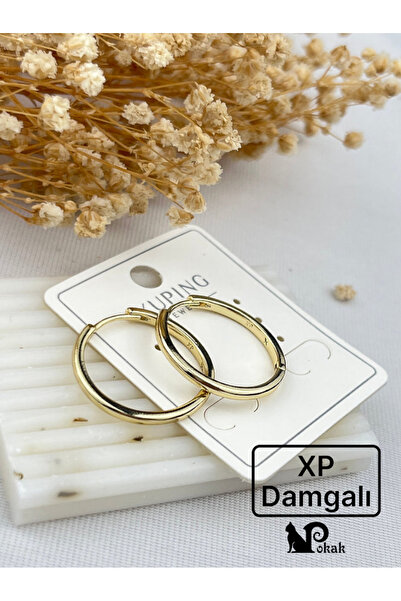 XUPING JEWELRY POKAK Xuping 14K Altın Kaplama Vip Halka Küpe - 2.4 CM ÇAP