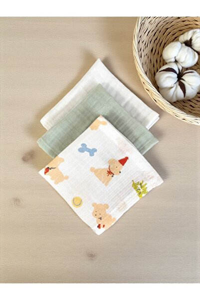 Lil Moi %100 Pamuk 3’lü Müslin Kumaş Salya & Ağız Mendili