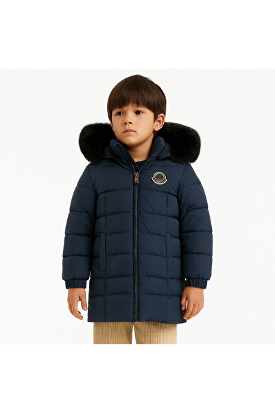 ALZEY GİYİM 5 - 14 yaş arası Kız/Erkek Çocuk Uzun Şişme Mont Kapüşonlu – Kürk...