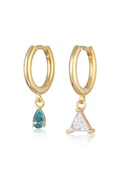 ELLI Ohrringe Damen Creolen Anhänger Tropfen Dreieck Goldfarben mit Kristallen