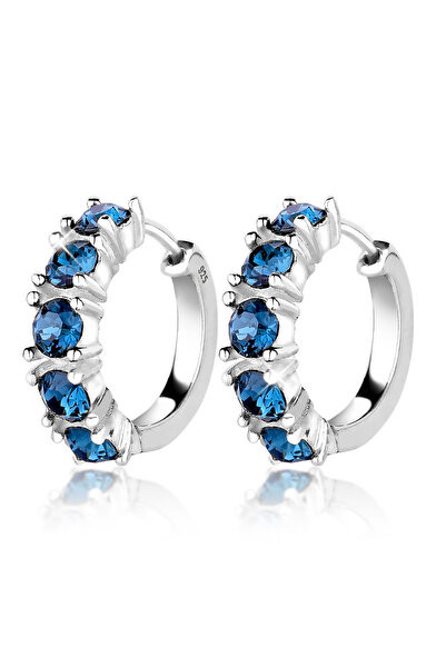 ELLI Ohrringe Damen Creolen mit Kristallen Blau in 925er Sterlingsilber