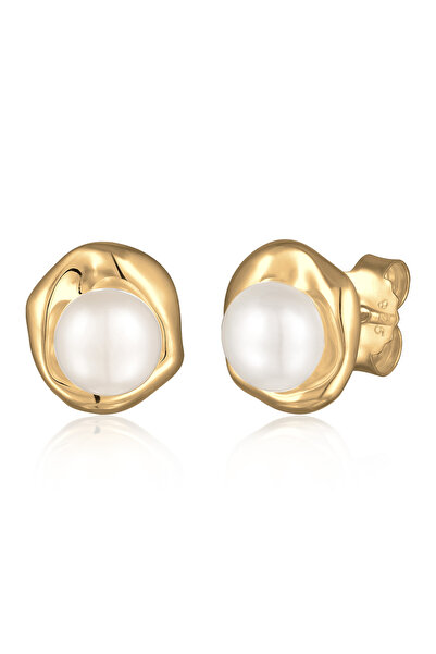 ELLI Ohrringe PREMIUM Ohrringe Damen Ohrstecker rund mit Süßwasser-Zuchtperle in